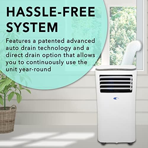 whynter portable air conditioner, 10,000 btu, dehumidifier fan showing dimensions