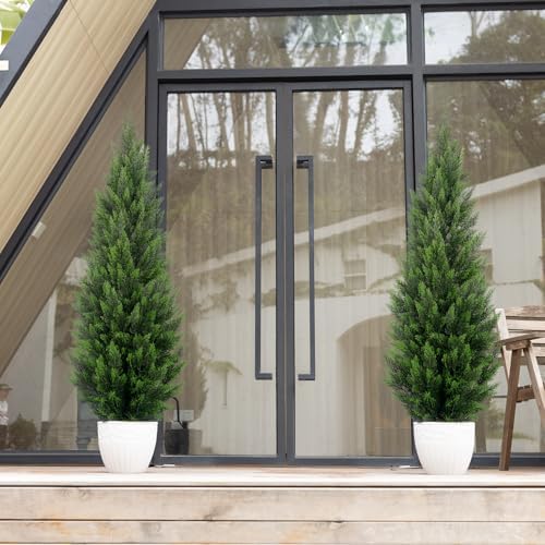 vitalismo 5ft artificial cedar trees set of 2 showing dimensions