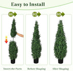 artificial boxwood topiary trees with black pots, 48", view 9
