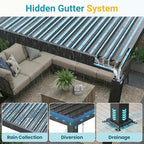 pergola 10'x12' with adjustable roof & thick aluminum showing dimensions