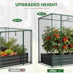galvanized raised garden bed with crop cage plant on a desk or shelf
