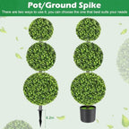3ft realistic artificial boxwood triple ball topiary tree, close-up detail