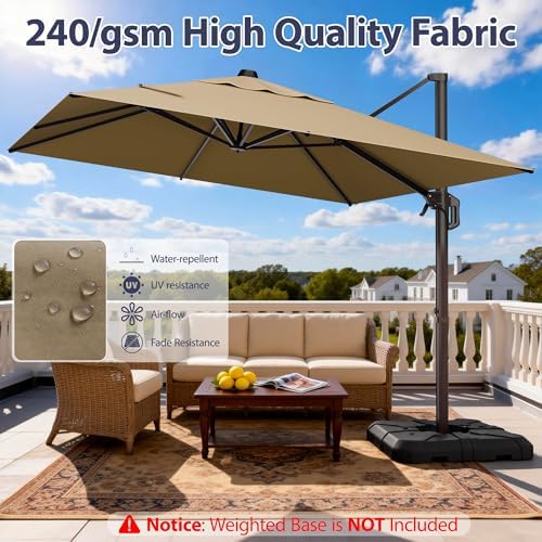 9' x 12' cantilever patio umbrella rectangle outdoor showing dimensions