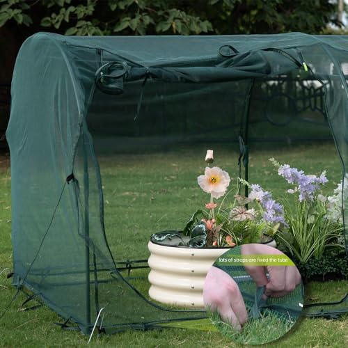 poray large 12.3x4ft tunnel plant netting cover,4.1ft tall, front angle view