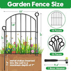 decorative garden fence 17in (h) x15ft (l),arched rustproof shown in use