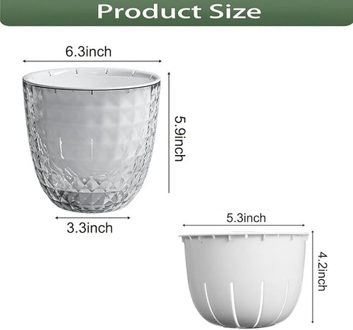 2 Pack 6 inch Self Watering Pots Planters for Indoor Plants, African Violets Pots with Wick Rope, Modern Plastic Nursery Pots for All House Plants,Flowers Succulents,Herbs,Cactus,Orchids