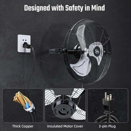 simple deluxe 18 inch industrial wall mount fan on a desk or shelf