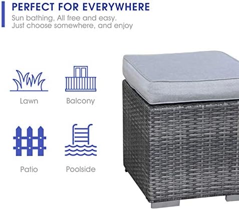patiorama 2 pieces assembled outdoor patio ottoman, grey on a desk or shelf
