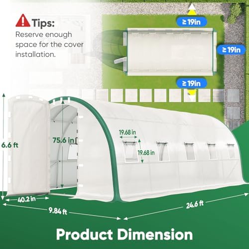 quictent 25x10x6.6ft tunnel greenhouse for outdoors with 2 shown in use