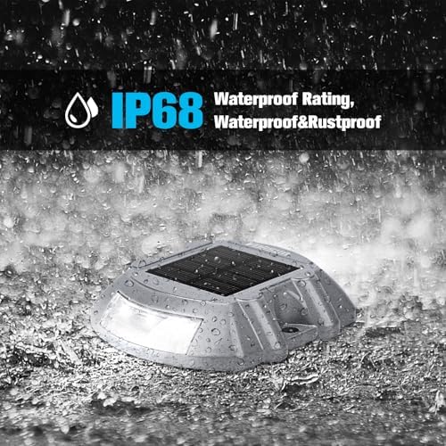 VOLISUN Solar Deck Driveway Dock Lights,Solar Pathway Lights,White 12 Pack | Solar Powered LED, IP68 Waterproof Led Outdoor Warning Step Marine Lights for Sidewalk Garden Yard