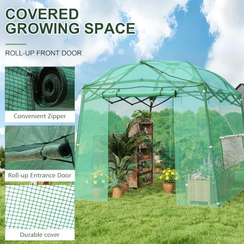 8.5 x 7 ft walk‑in pop‑up greenhouse for, side view