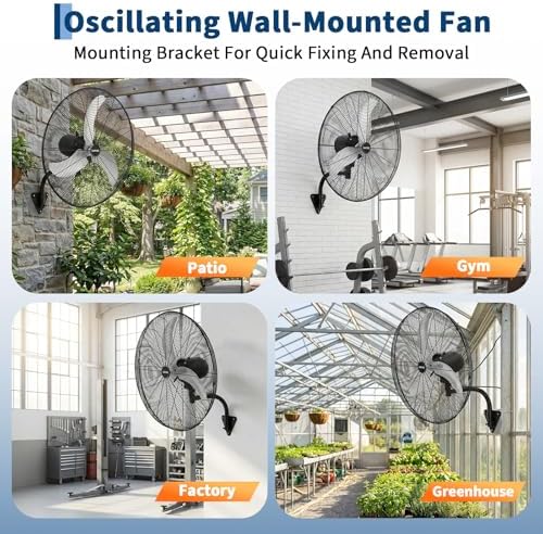 garvee 24 inch wall-mount misting fan, 3-speed ip44, front angle view