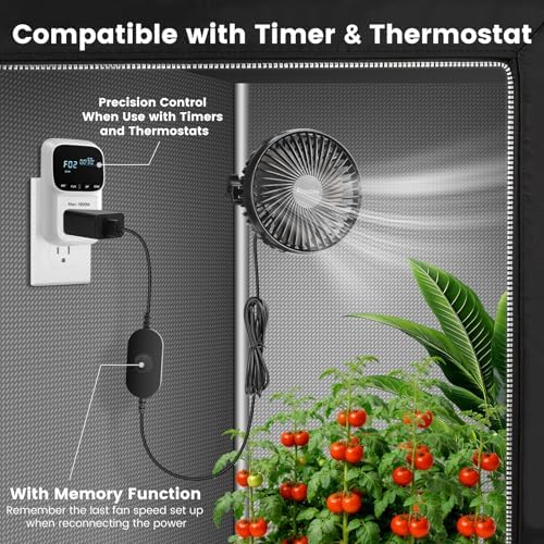 5" clip-on fan 2 units for grow tent showing dimensions
