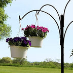 sunnydaze 4-arm hanging basket plant stand with adjustable showing dimensions