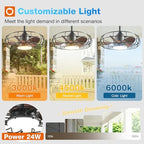 addlon 20" outdoor ceiling fan with light for, side view