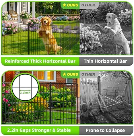 toolterritary 5 panels no dig decorative garden fence, side view