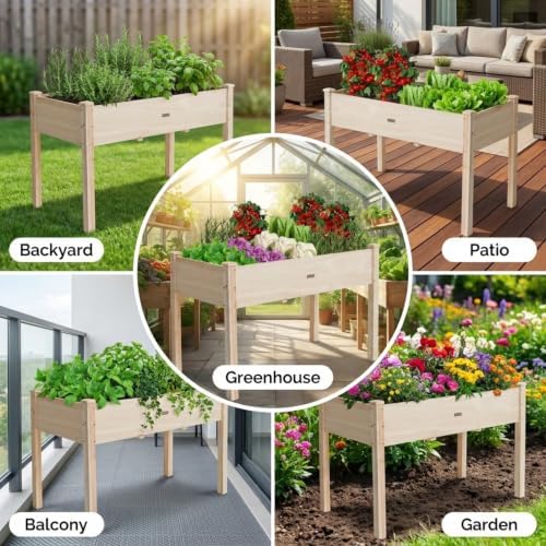 48x24x30 elevated wooden raised garden bed with legs, package contents