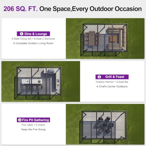 purple leaf 92ks louvered pergola 11.5' x 17.5', front angle view