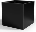 Metal Large Planter Box 26" L x 26" W x 26", Heavy Duty Tall Rectangle Outdoor Planter Box with Removable Insert Shelves for Porch, Garden, Patio, Yard (Black)