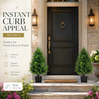 thkful 2 pack artificial boxwood topiary trees with shown in use