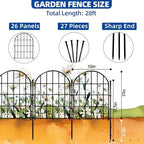 17in x 28ft decorative garden fence, 26 panels shown in use