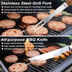poligo 22pcs heavy duty bbq grill accessories set showing dimensions