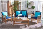 safavieh outdoor collection rocklin natural/ navy cushions/ light shown in use