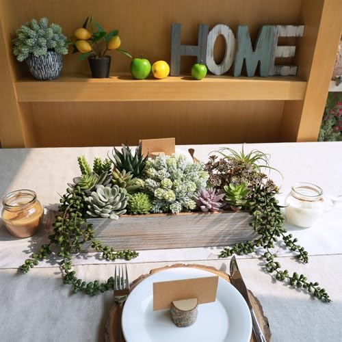 winlyn 15" artificial succulents plants arrangement fake succulent, front angle view