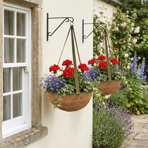 15 inch handmade coco fiber hanging basket 2, front angle view