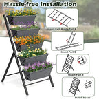 costway vertical raised garden bed, 5 tier planter, close-up detail