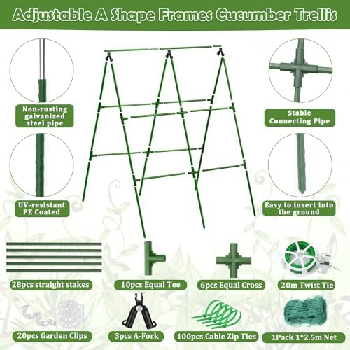 cucumber trellis for raised beds, 31 x 47 shown in use