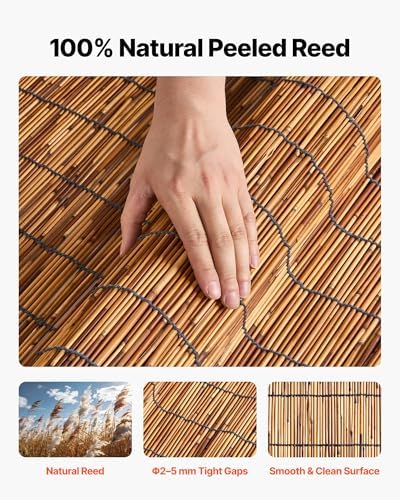 vevor natural reed fencing, 4 ft x 16.4 shown in use