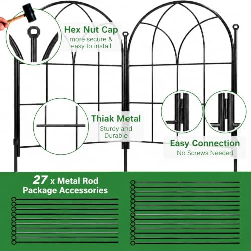 decorative garden fence, 27.2 ft rustproof no dig, close-up detail
