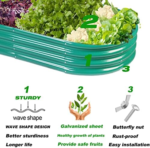 rakukiri raised garden bed grs certified galvanized planter showing dimensions