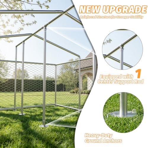 10x10 ft dog kennel outdoor,dog run,dog enclosure with, front angle view
