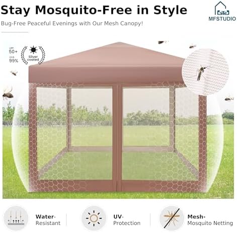 mfstudio 10x10 pop up canopy tent with netting, close-up detail