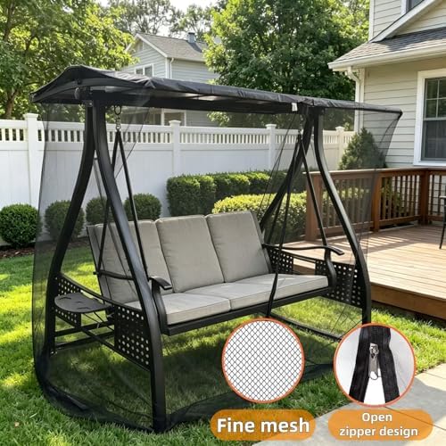 6.7x6.7x4.1ft outdoor mosquito netting for swing/patio, three-person large on a desk or shelf