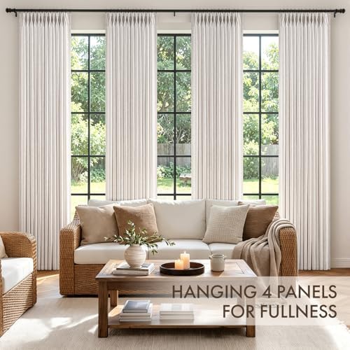 miulee 4 panels pinch pleated linen curtains 108, side view