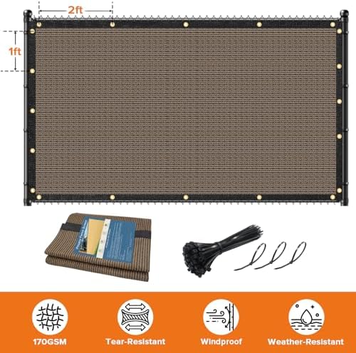 4ftx50ft fence privacy screen heavy duty 170 gsm showing dimensions