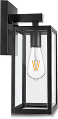MAXvolador Outdoor Wall Light Fixture, Exterior Waterproof Wall Lantern | Porch Wall Sconce Large Black, Anti-Rust, E26 Socket, Clear Glass, Outside Wall Mount Light, Front Door Lighting for Garage