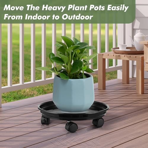 7 packs plant caddy with wheels 11.8" plastic showing dimensions