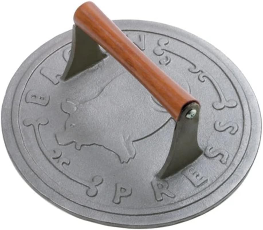 Norpro 8.75-Inch Cast Iron Bacon Press with Wood Handle, Round