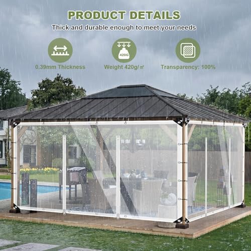 clear outdoor curtains patio double zippers door enclosure, close-up detail