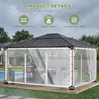 clear outdoor curtains patio double zippers door enclosure, close-up detail