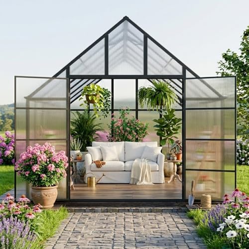 wacasa 24x10x10 ft polycarbonate greenhouse with aluminum frame, package contents