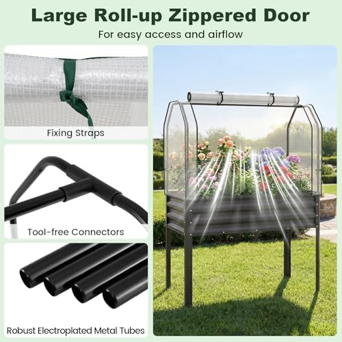giantex raised garden bed with legs & greenhouse, package contents