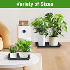 GREANER 3 Packs Plant Saucers Rectangular, 15x11x1.2 Inch Heavy Plastic Plant Saucer Drip Tray, Flower Pot Tray for Indoors Outdoor Plant Pots, Thick Drip Tray for Garden Potted Water Drips and Soil