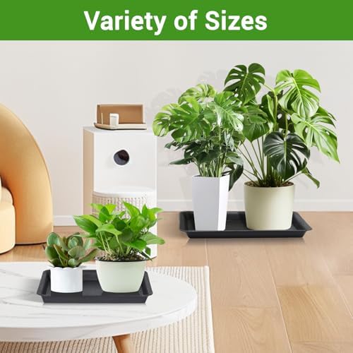 GREANER 3 Packs Plant Saucers Rectangular, 15x11x1.2 Inch Heavy Plastic Plant Saucer Drip Tray, Flower Pot Tray for Indoors Outdoor Plant Pots, Thick Drip Tray for Garden Potted Water Drips and Soil