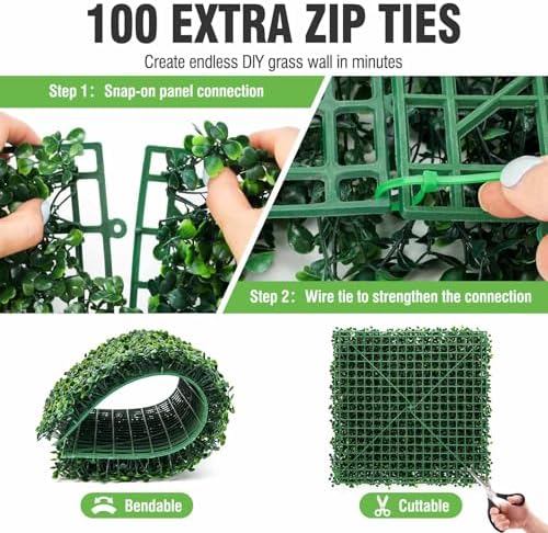 kaszoo 24 pack 20"x20" grass wall panels, side view