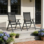 folding patio chairs set of 2, aluminum high, side view